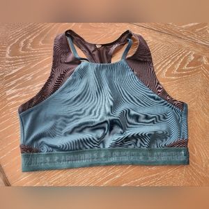 Under Armour high-neck sports bra, teal, XL